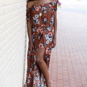 Fall Floral Romper Maxi